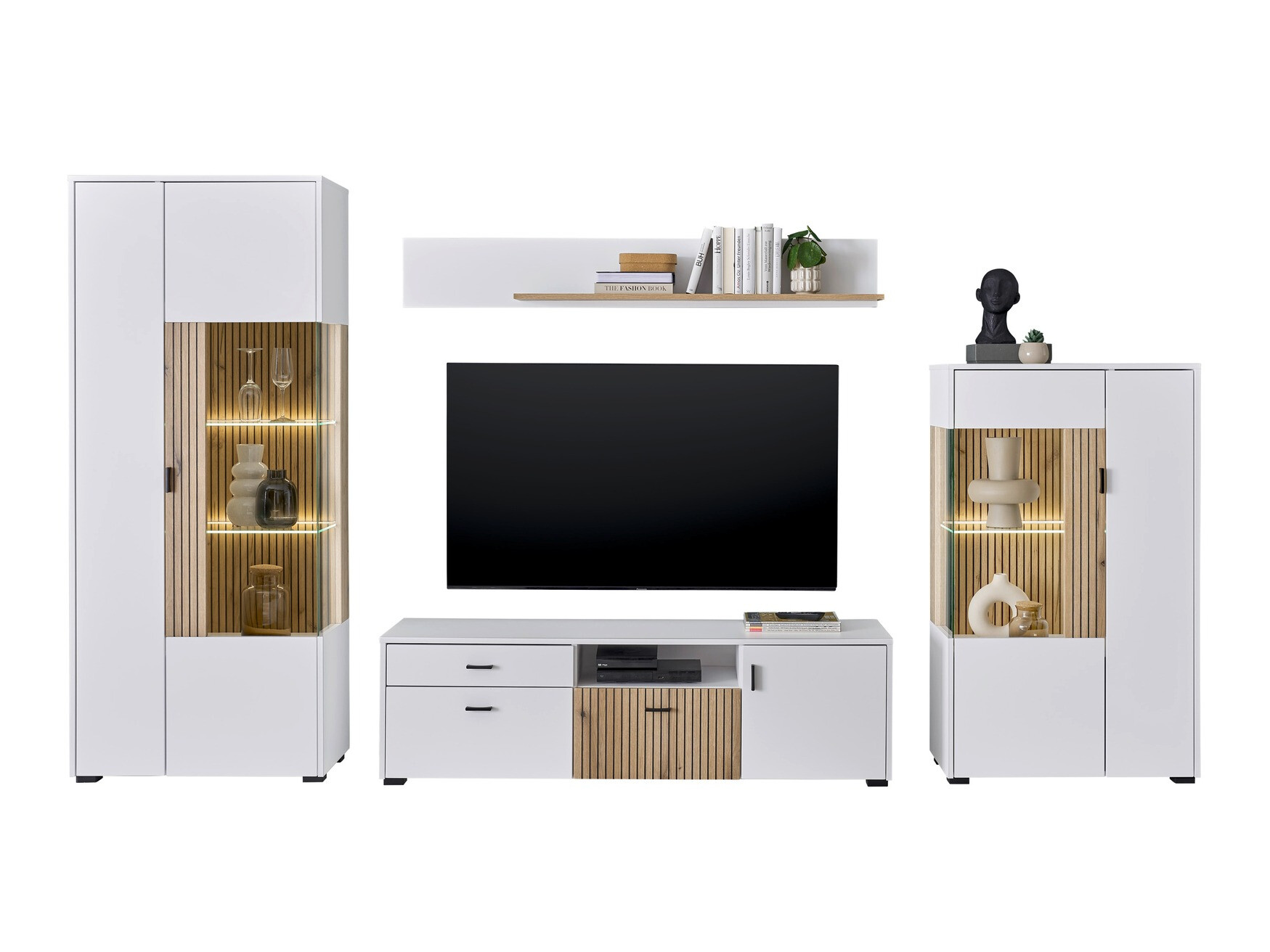 Komplet za dnevno sobo Belmelu 118 (Bela + Hrast)