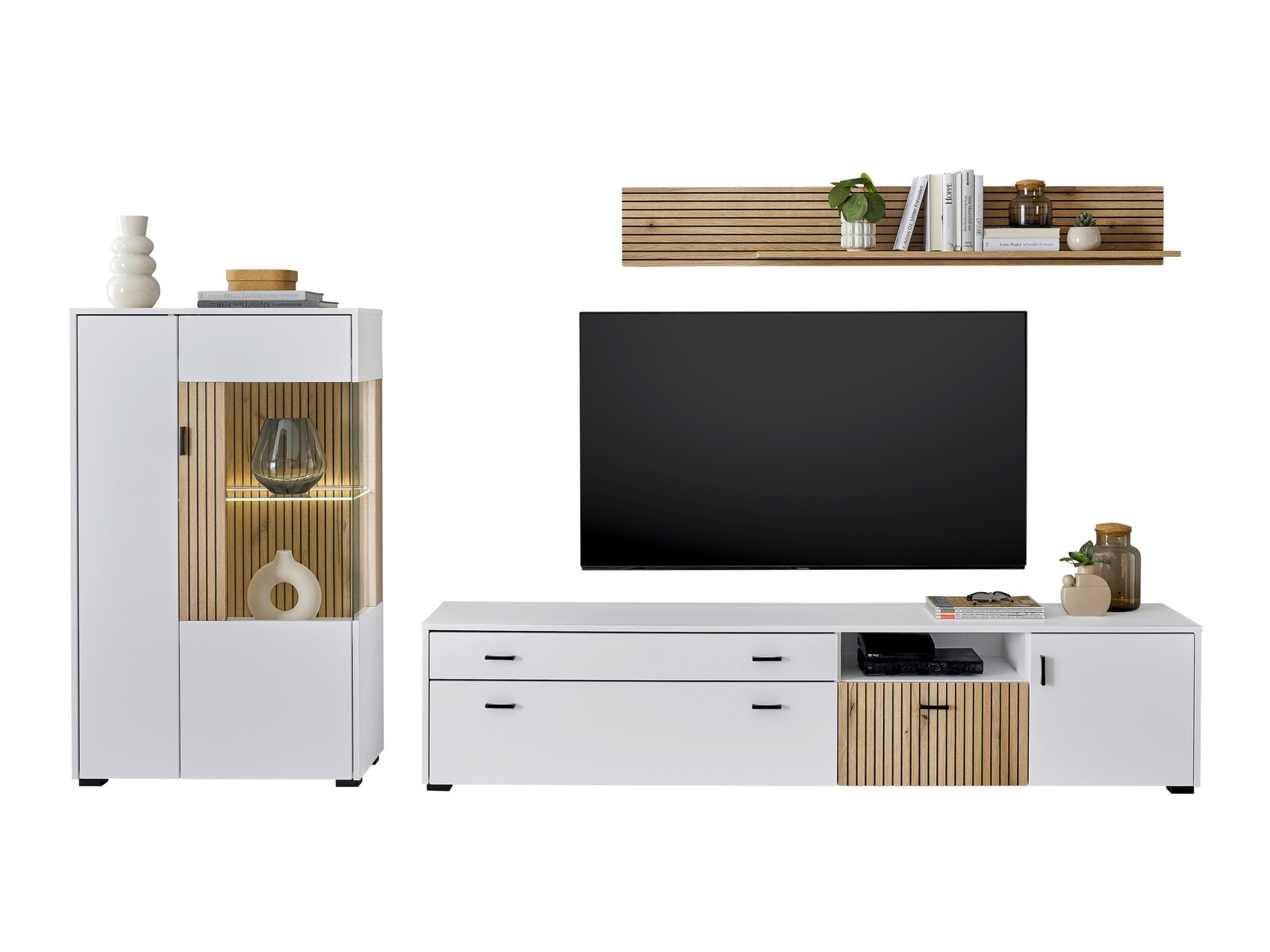 Komplet za dnevno sobo Belmelu 119 (Bela + Hrast)