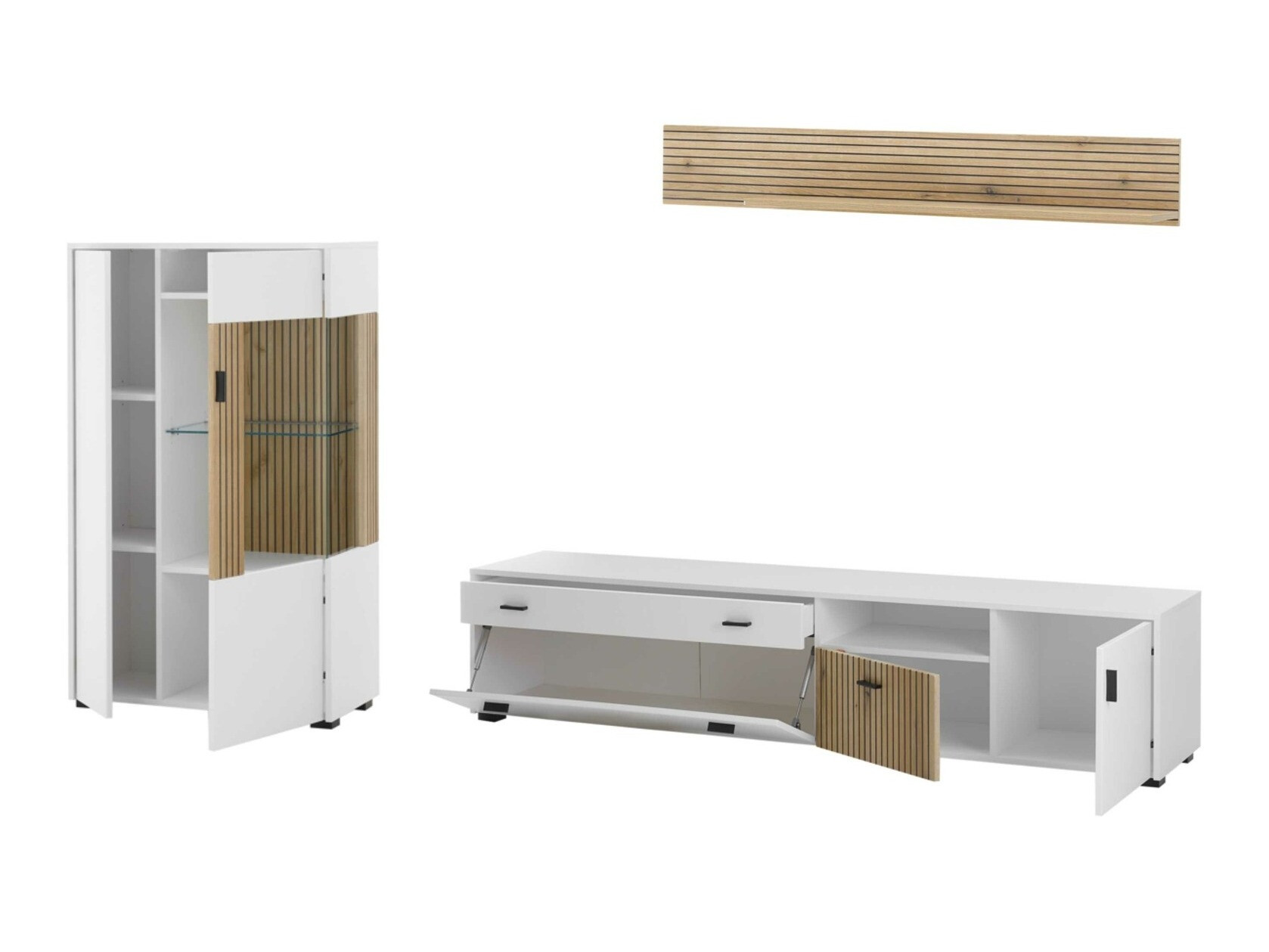 Komplet za dnevno sobo Belmelu 119 (Bela + Hrast)