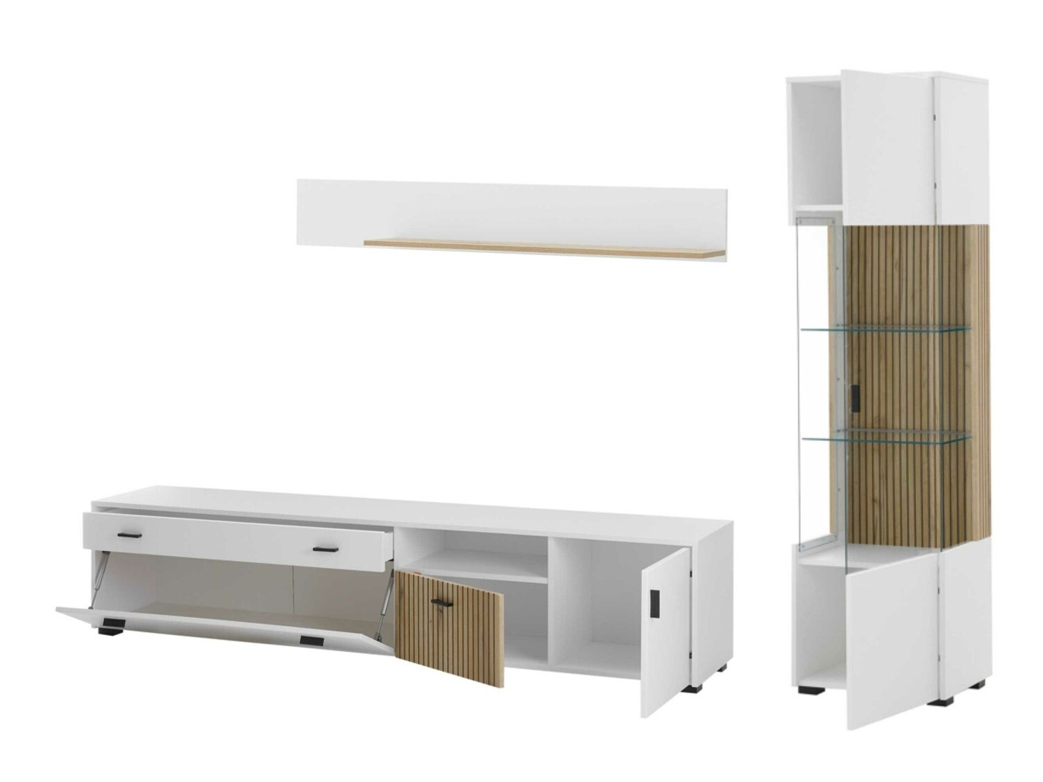 Komplet za dnevno sobo Belmelu 121 (Bela + Hrast)