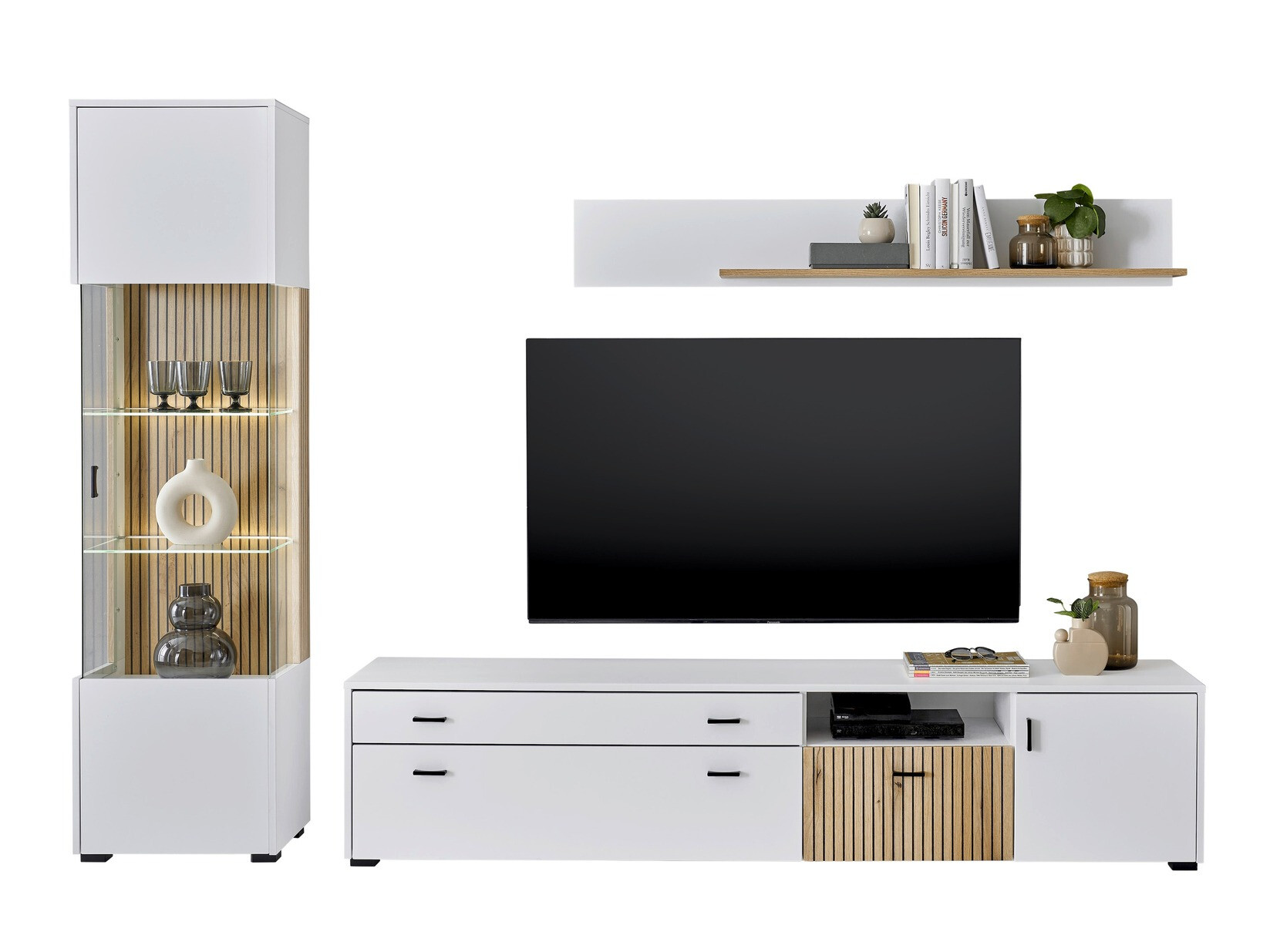 Komplet za dnevno sobo Belmelu 121 (Bela + Hrast)