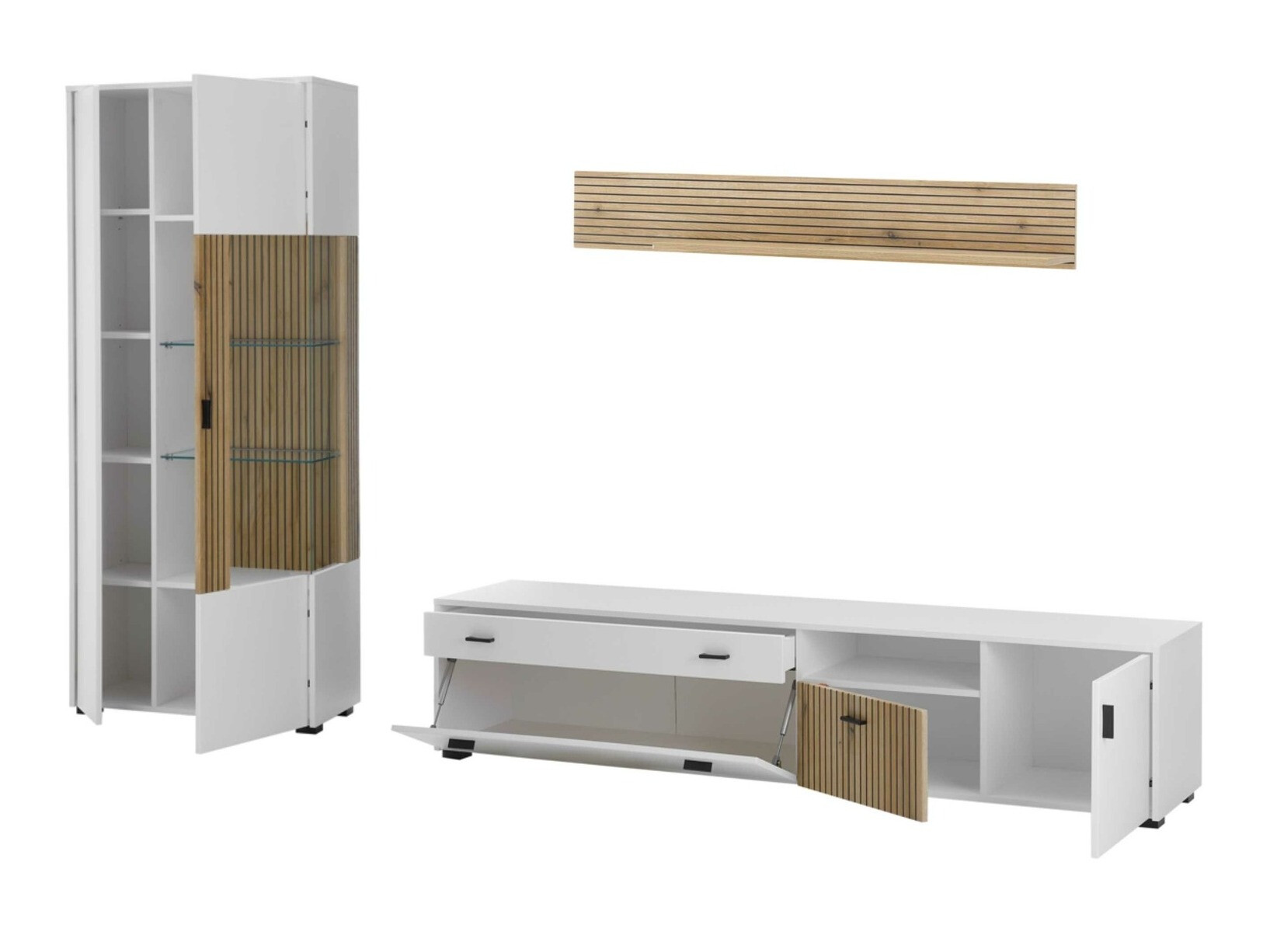 Komplet za dnevno sobo Belmelu 123 (Bela + Hrast)