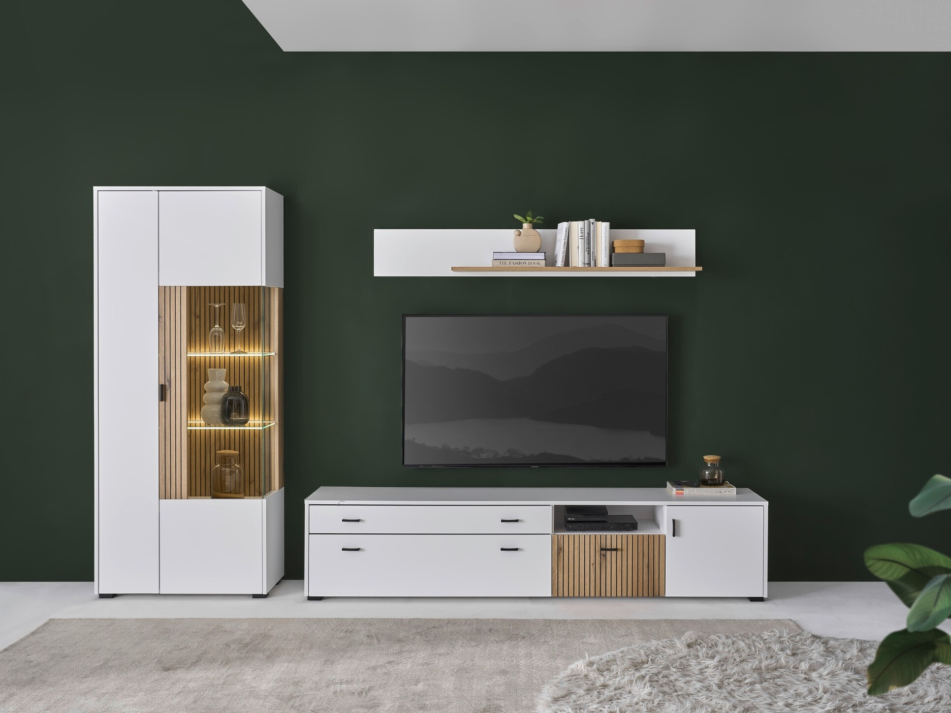 Komplet za dnevno sobo Belmelu 124 (Bela + Hrast)