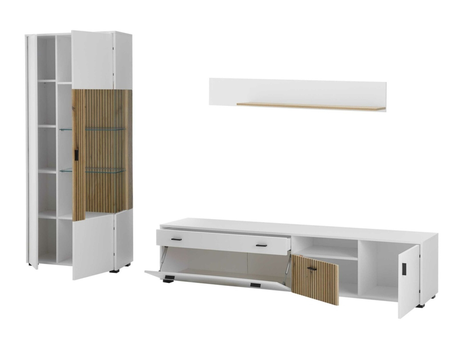 Komplet za dnevno sobo Belmelu 124 (Bela + Hrast)