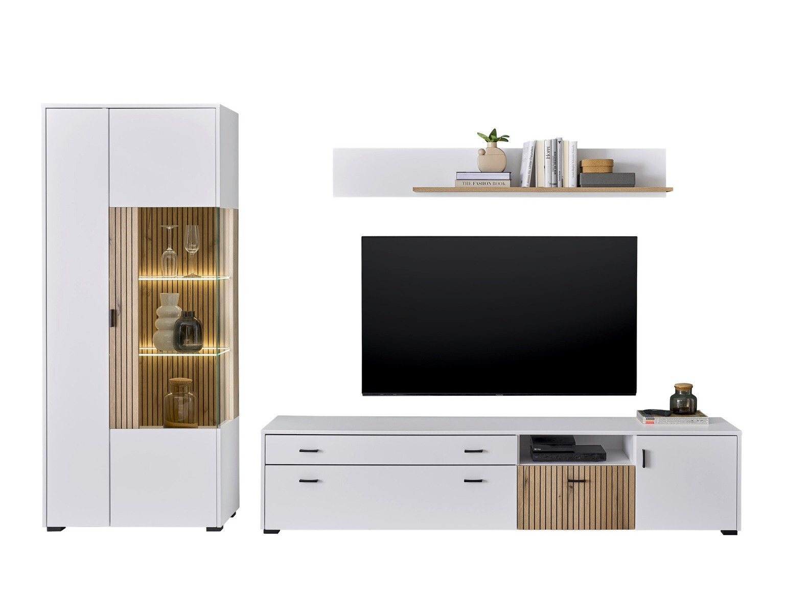 Komplet za dnevno sobo Belmelu 124 (Bela + Hrast)