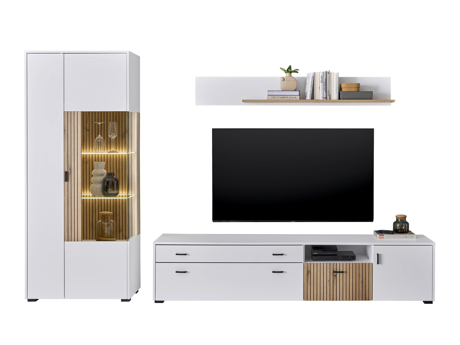 Komplet za dnevno sobo Belmelu 124 (Bela + Hrast)