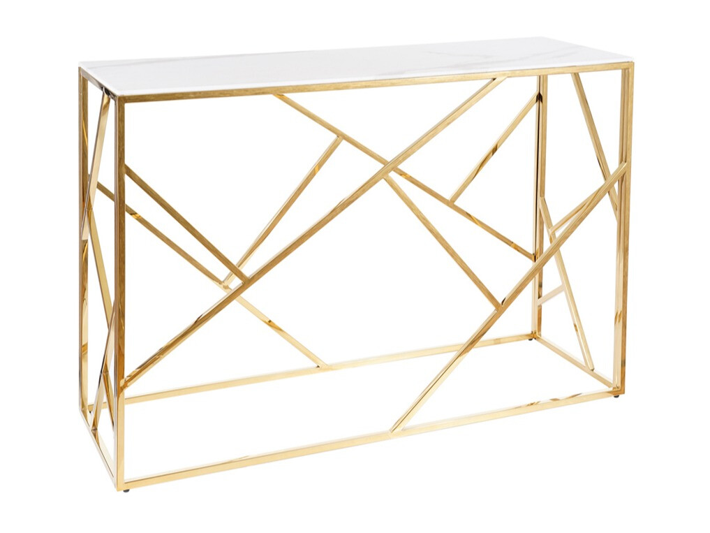 Konzolna miza Detroit 459 (Zlata + Beli marmor)