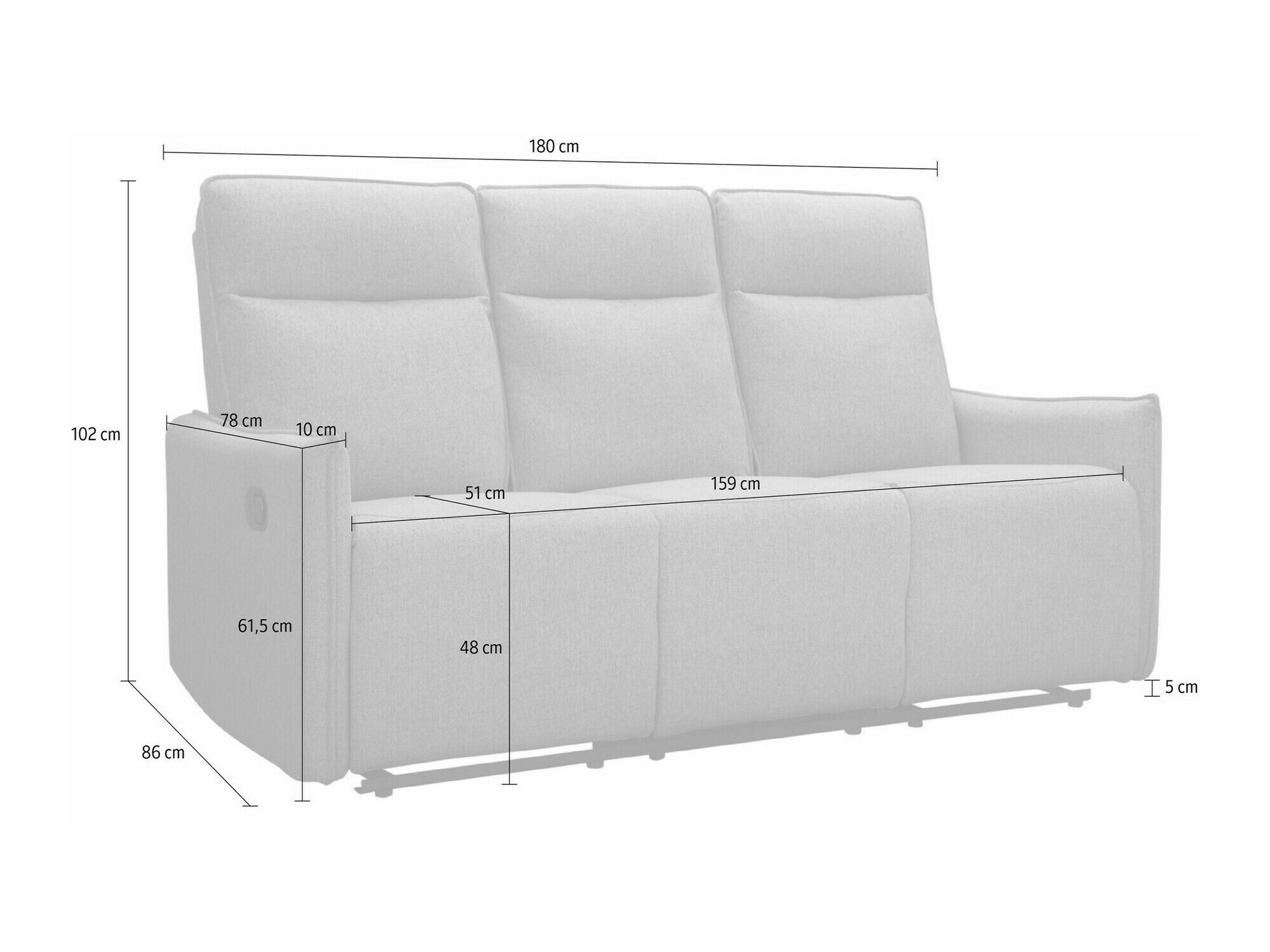 Kavč s počivalnikom Tulsa 648 (Antracit)