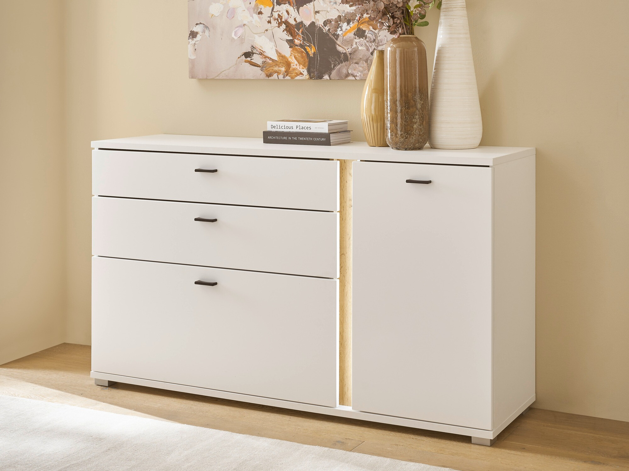 Komoda Avimavi 106 (Bela + Wotan hrast)