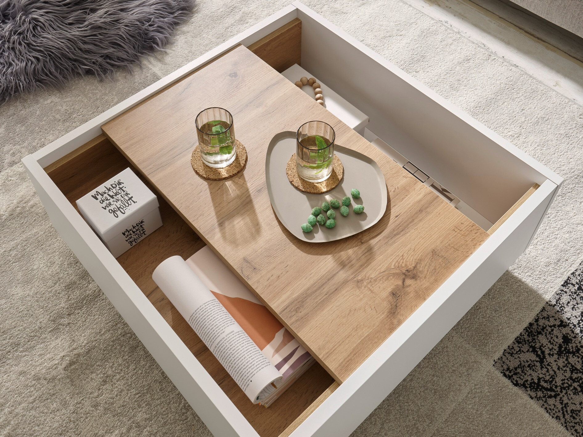 Klubska mizica Avimavi 109 (Bela + Wotan hrast)