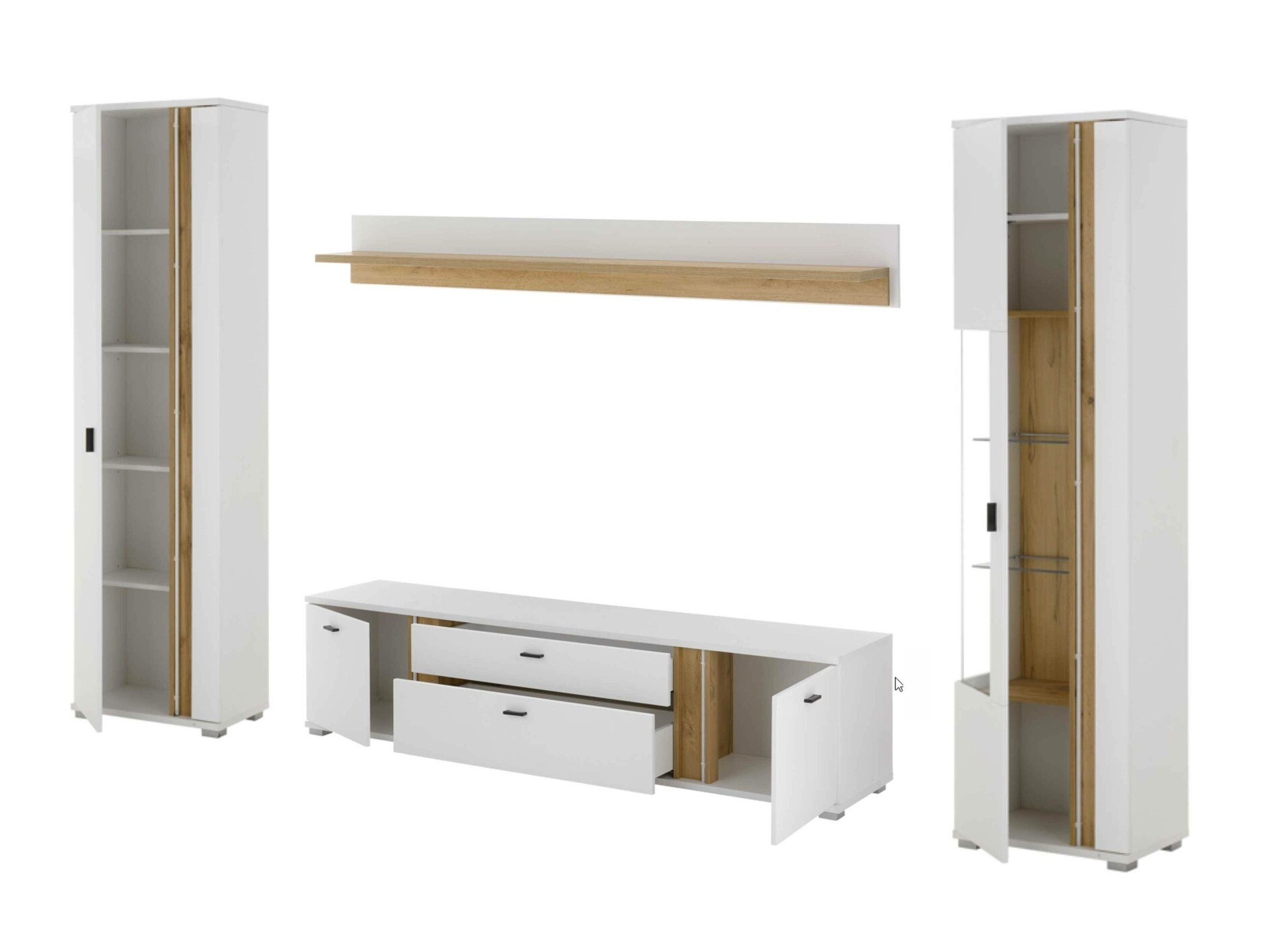 Komplet za dnevno sobo Avimavi 118 (Bela + Wotan hrast)