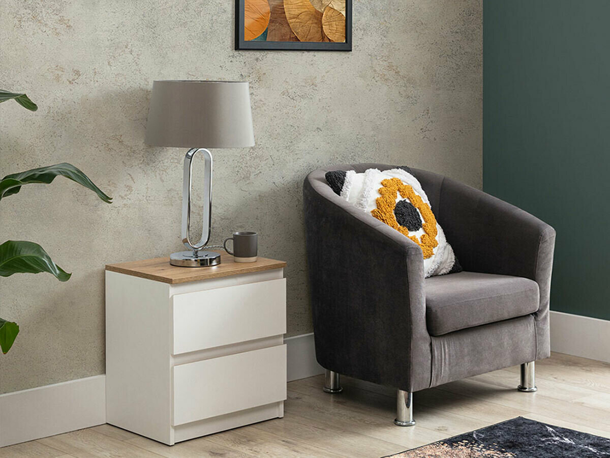 Nočna omarica Catelbi 109 (Bela + Hrast)