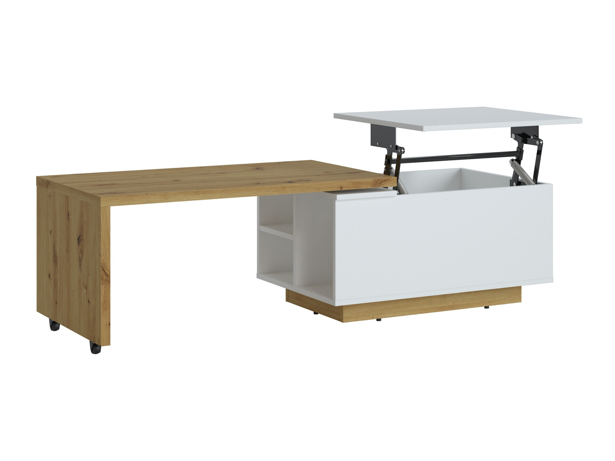 Raztegljiva klubska mizica Ontario 133 (Bela + Artisan hrast)