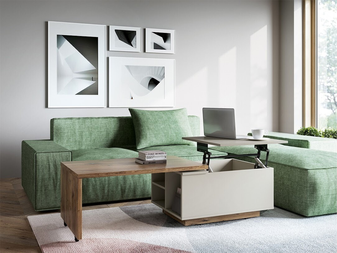 Raztegljiva klubska mizica Ontario 133 (Siva + Temen hrast)