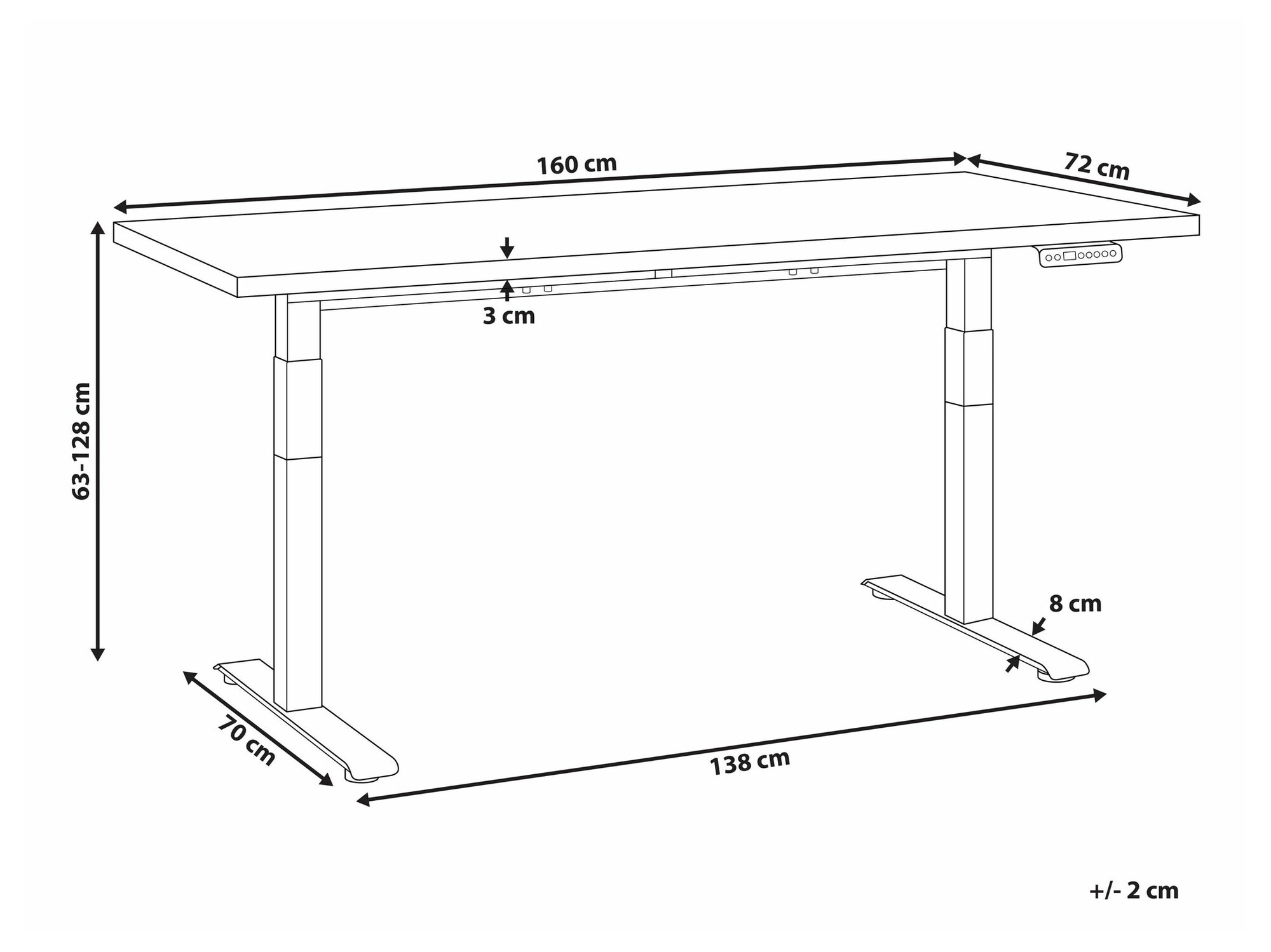 Dvižna pisalna miza Berwyn 2177 (Bela)