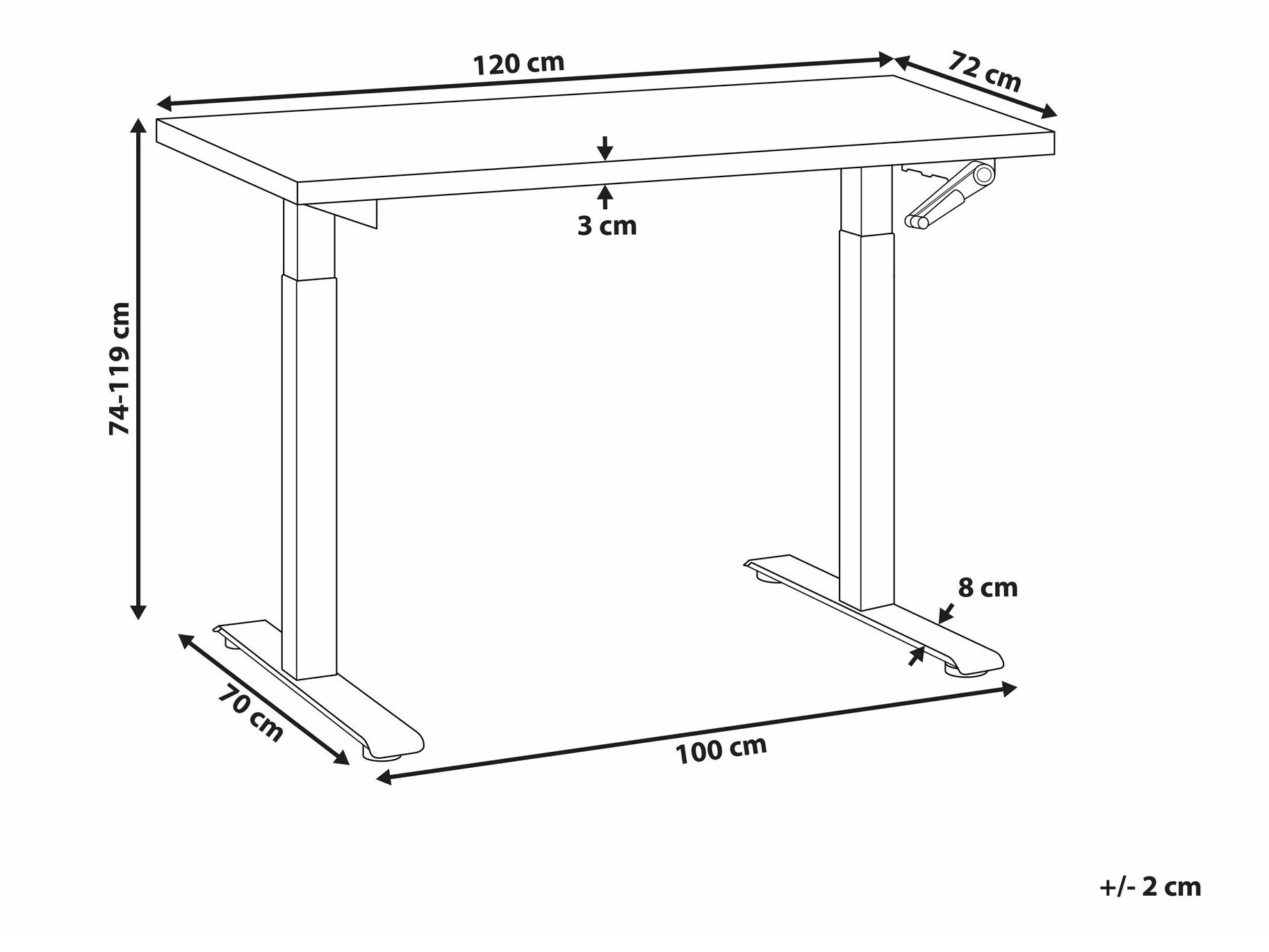 Dvižna pisalna miza Berwyn 2179 (Bela)