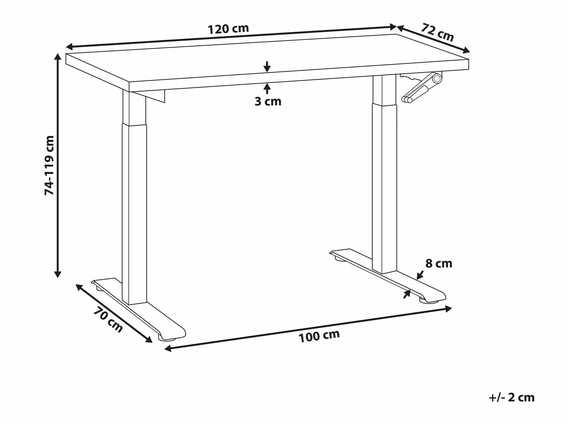 Dvižna pisalna miza Berwyn 2179 (Temen les)