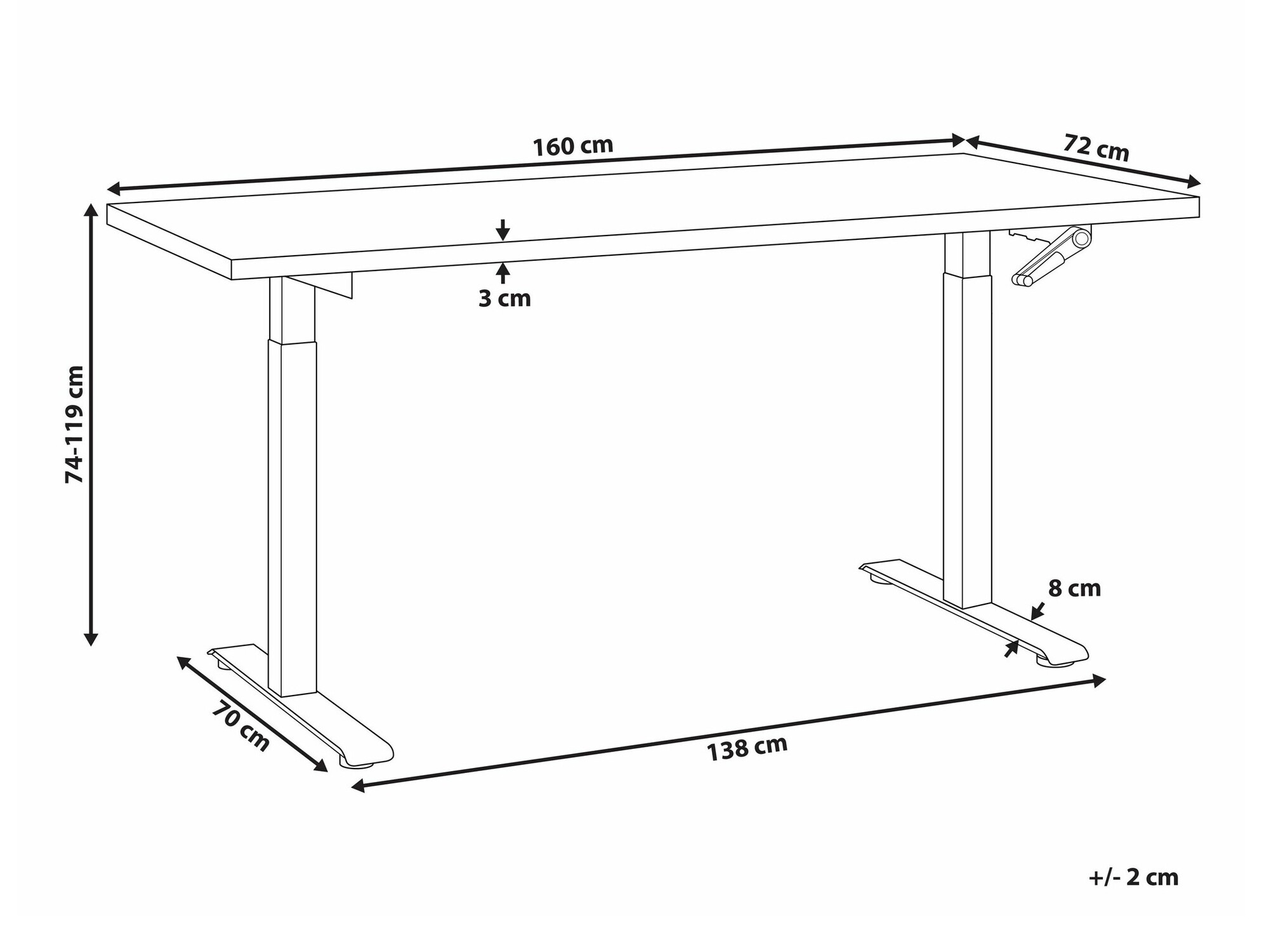 Dvižna pisalna miza Berwyn 2180 (Bela)