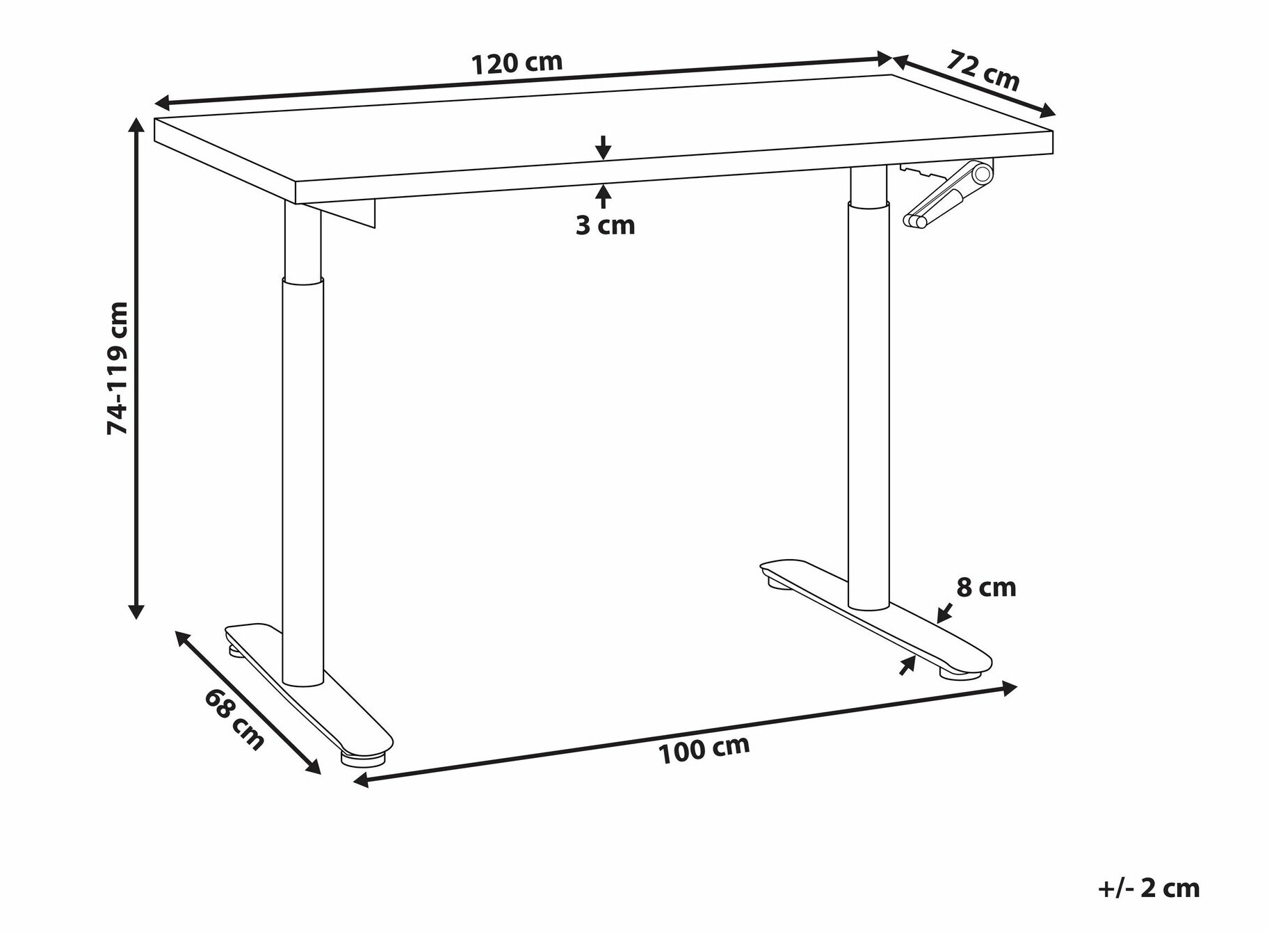 Dvižna pisalna miza Berwyn 2181 (Temen les)