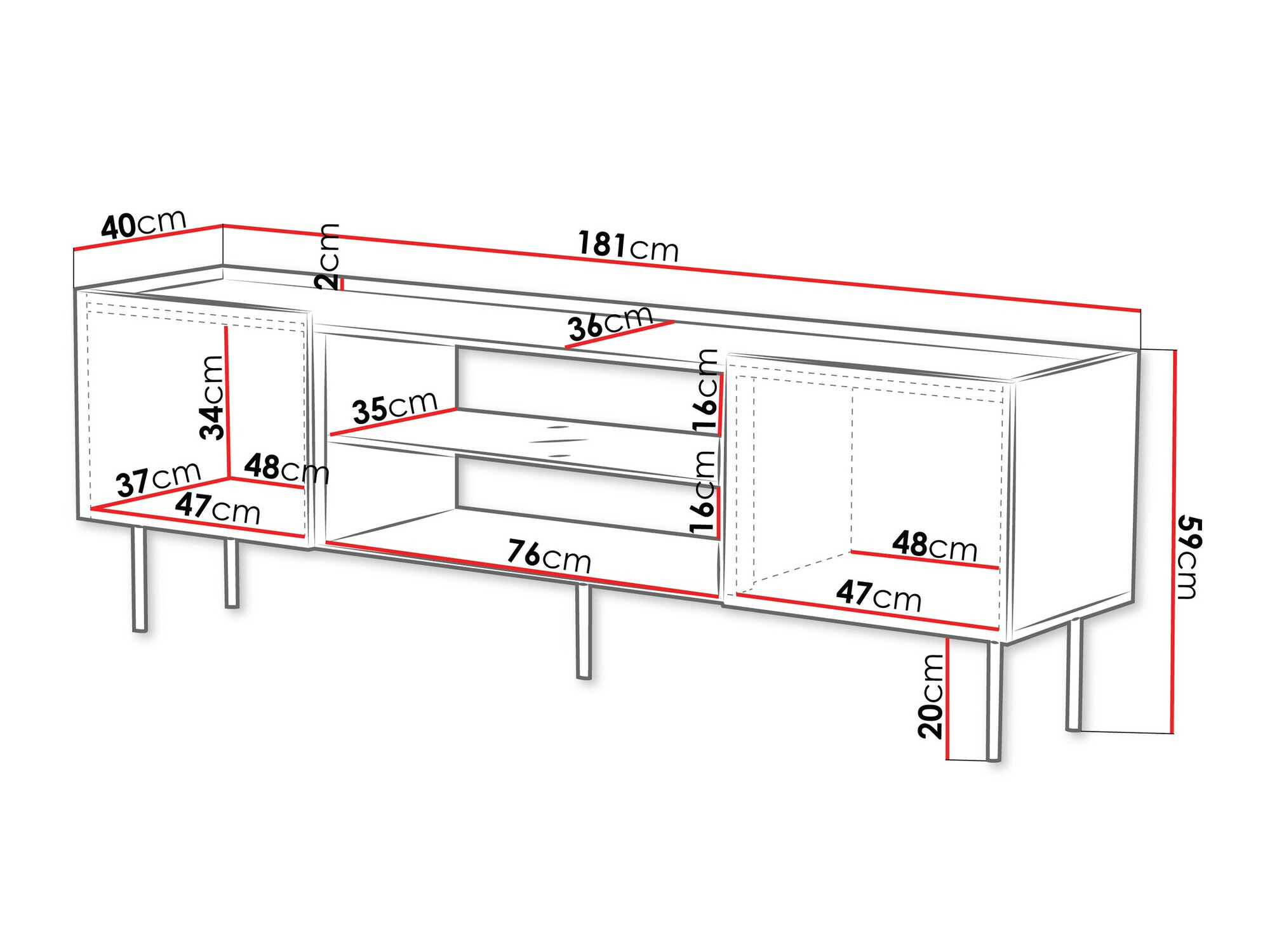 TV-omarica Sillen II (Črna)