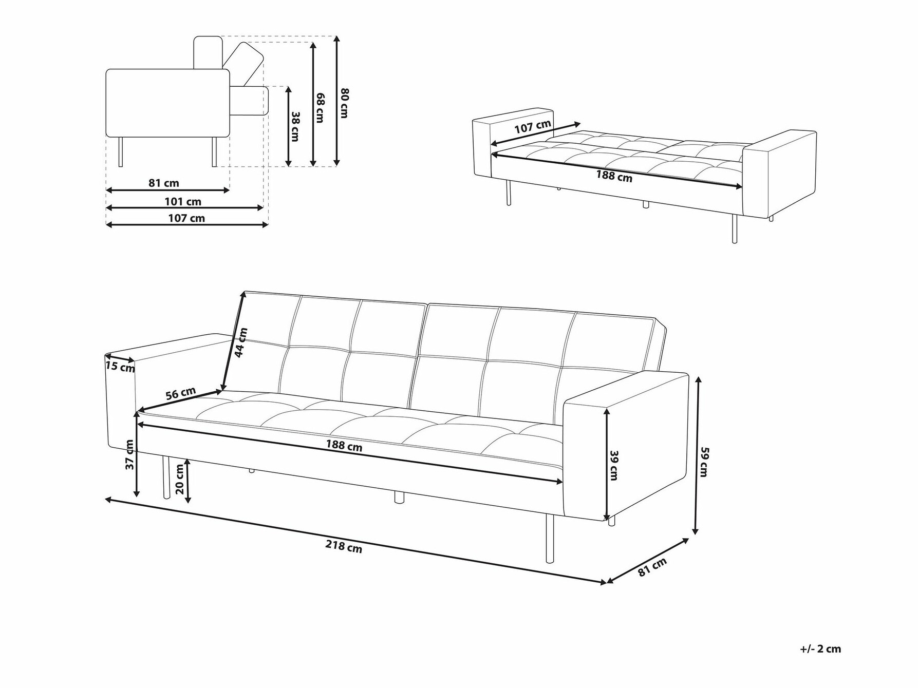 Raztegljiv kavč Berwyn 749 (Rjava)