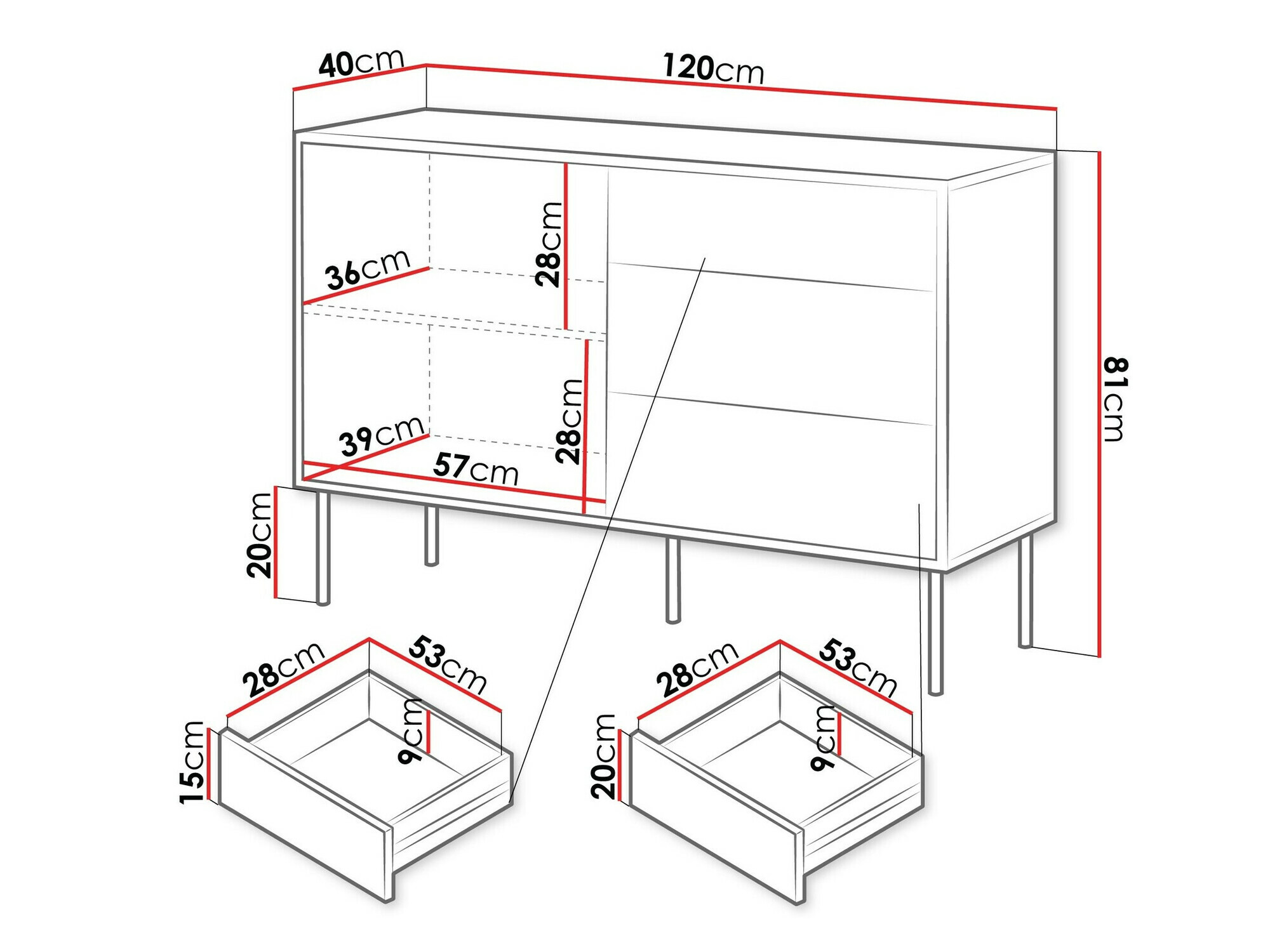 Komoda Flosoru 101 (Črna)