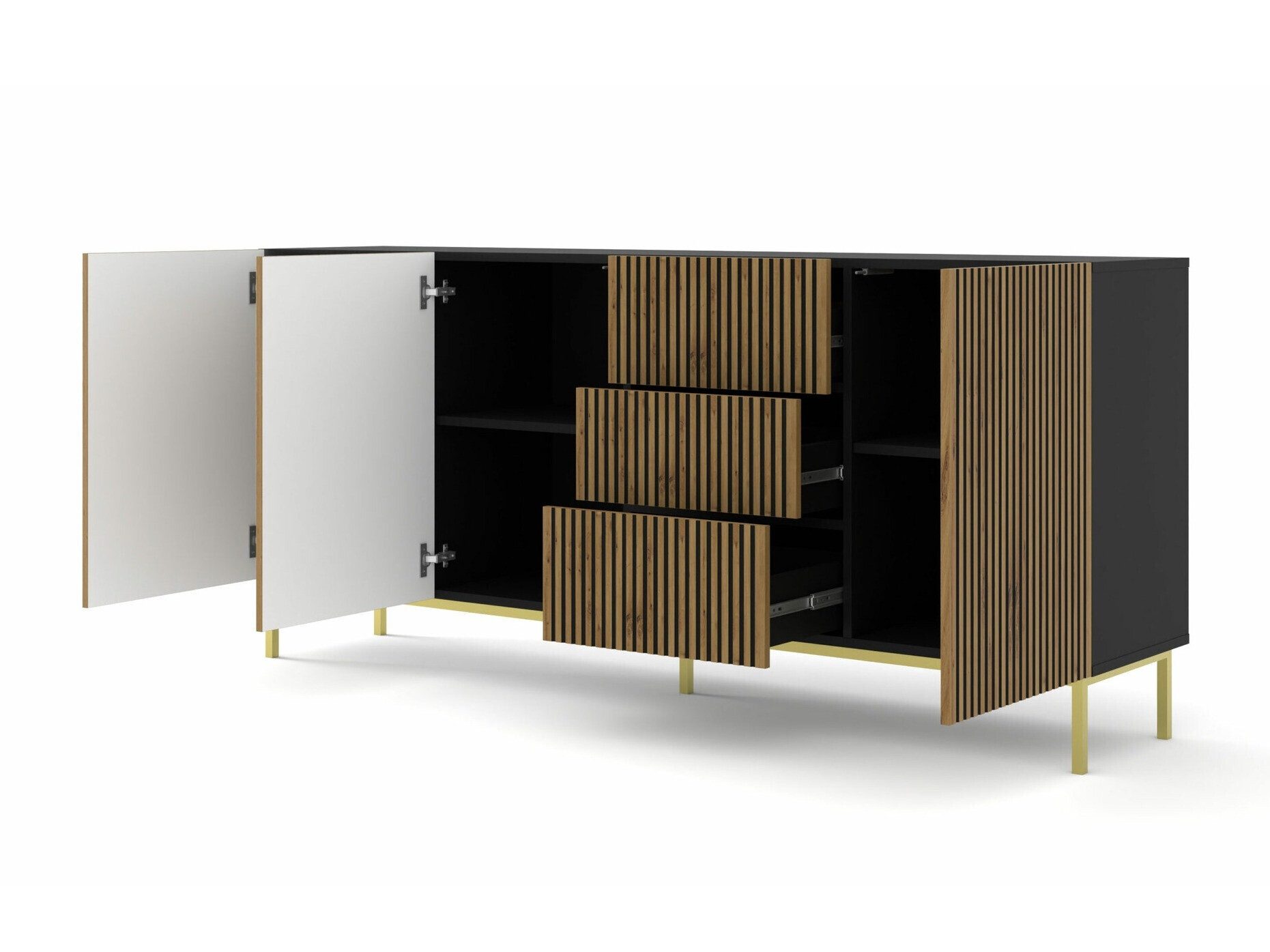 Komoda Talsalu 102 (Artisan hrast + Črna)