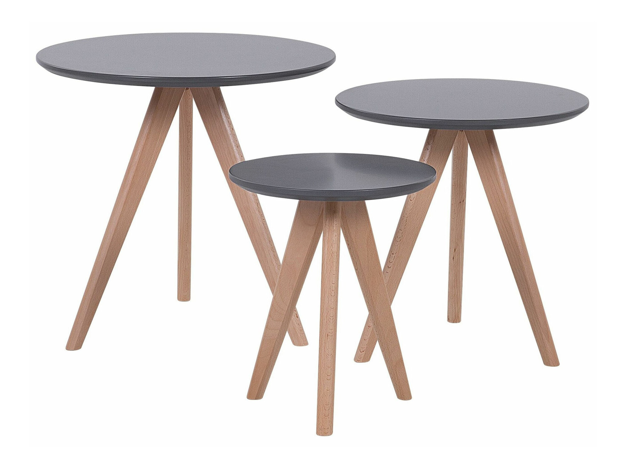 Komplet stranskih mizic Berwyn 1739 (Siva + Svetel les)