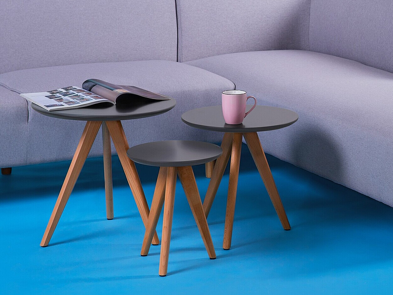 Komplet stranskih mizic Berwyn 1739 (Siva + Svetel les)