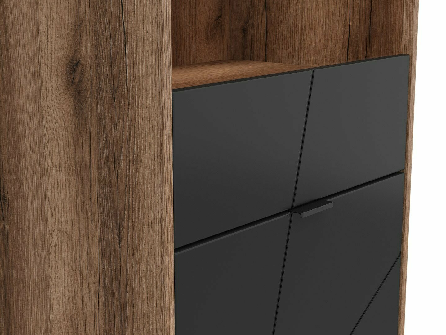 Regal Fivale 102 (Temni delano hrast + Mat črna)