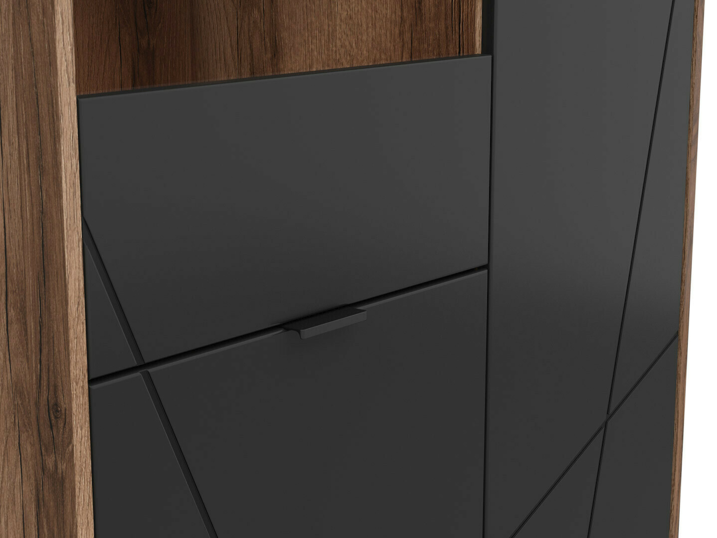 Regal Fivale 103 (Temni delano hrast + Mat črna)