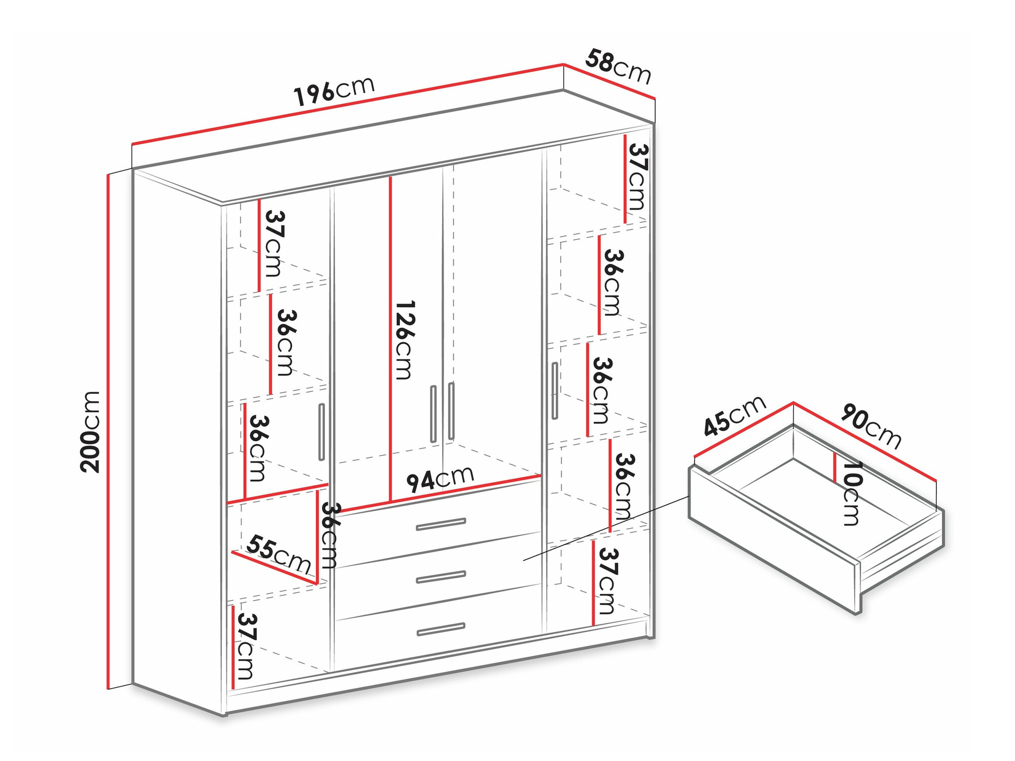Garderobna omara Dortivu (Bela)