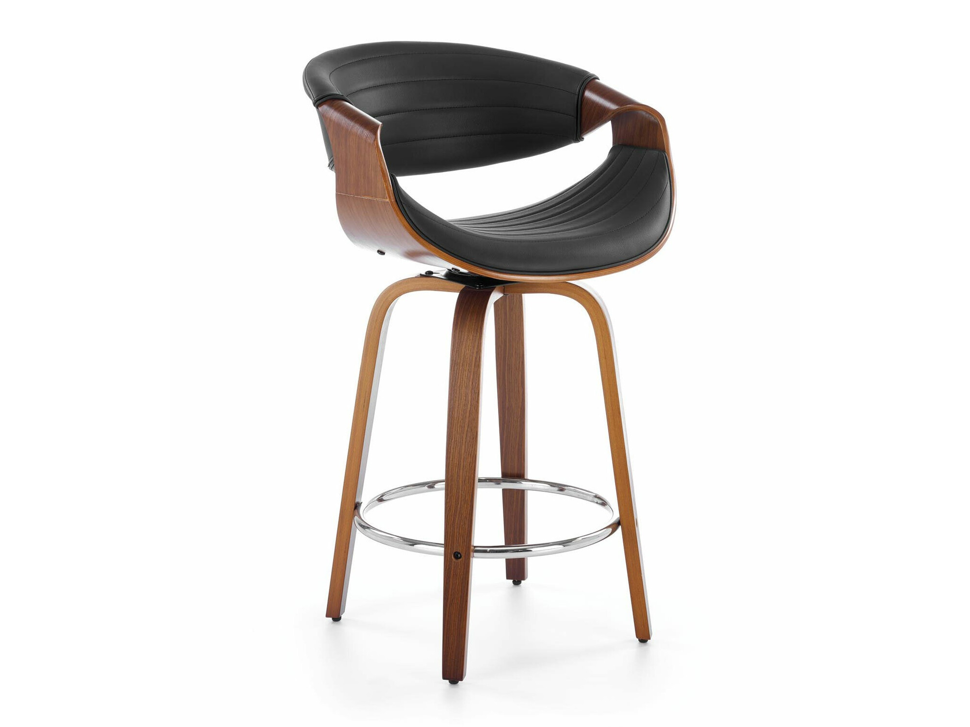 Srednje visok barski stol Houston 1599 (Črna + Oreh)