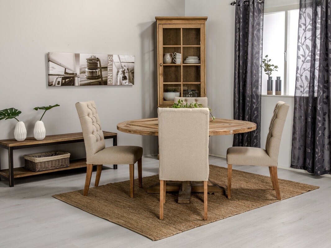Jedilniški komplet Manor House 200 (Beige + Rjava)
