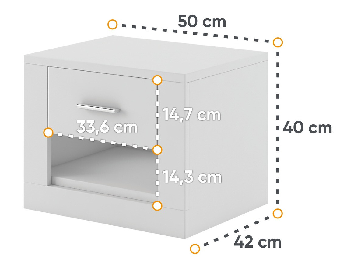 Nočna omarica Cirdelu 107 (Bela)