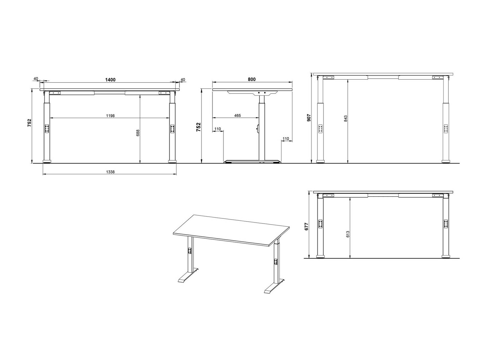 Pisalna miza Eliromo 121 (Svetlo siva + Srebrna)