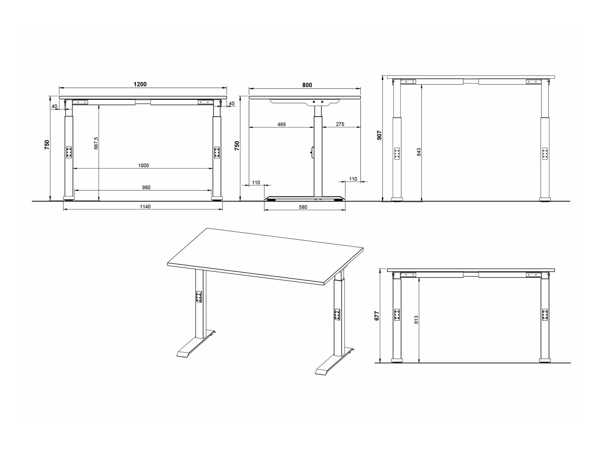 Pisalna miza Eliromo 122 (Svetlo siva + Srebrna)