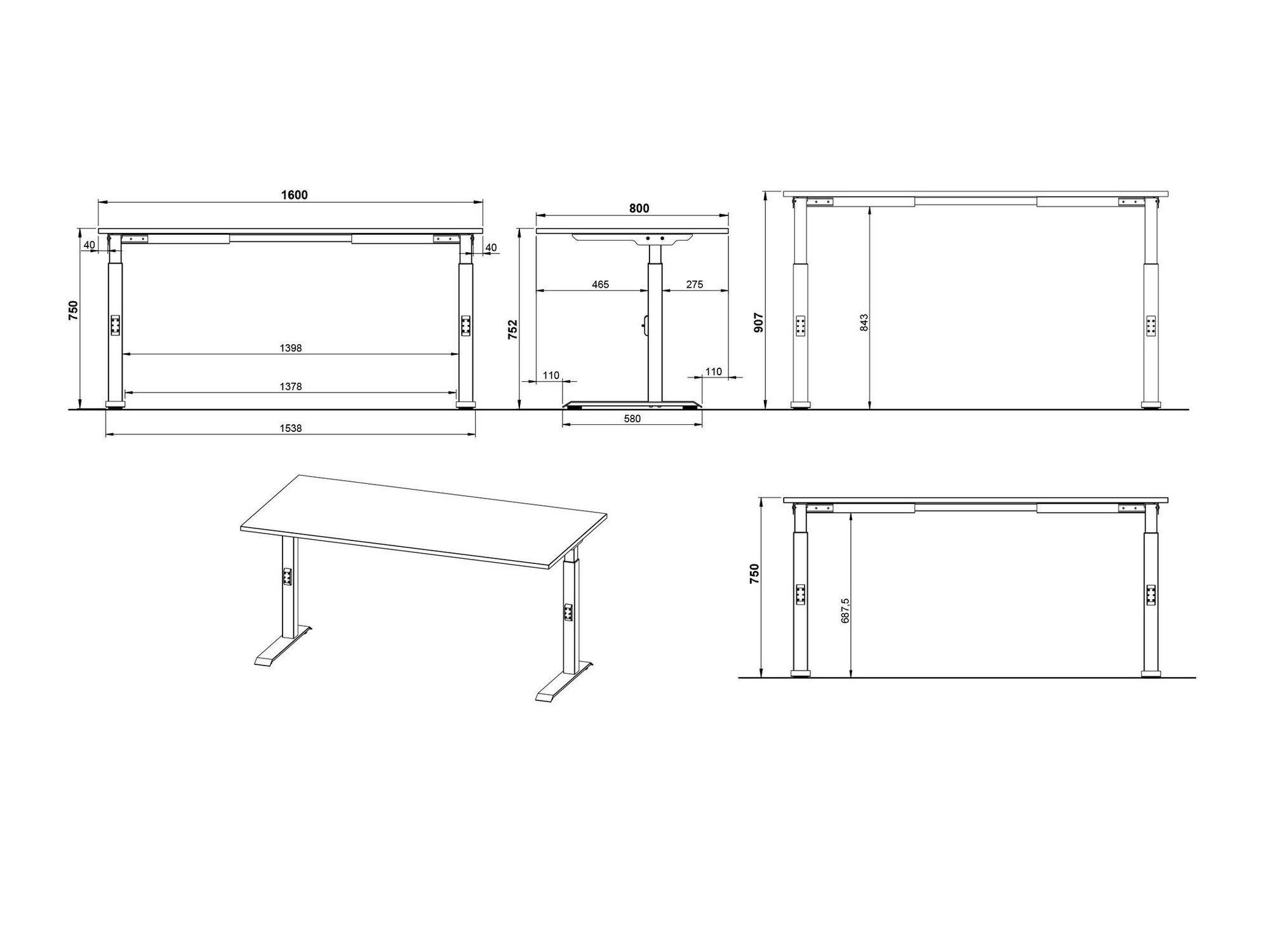 Pisalna miza Eliromo 123 (Svetlo siva + Srebrna)