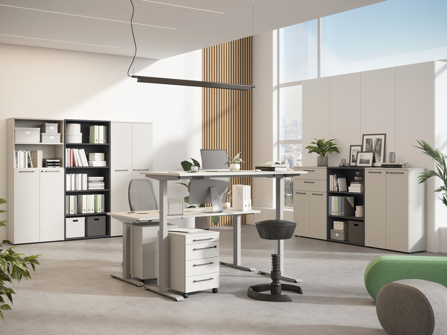 Dvižna pisalna miza Eliromo 120 (Svetlo siva + Srebrna)