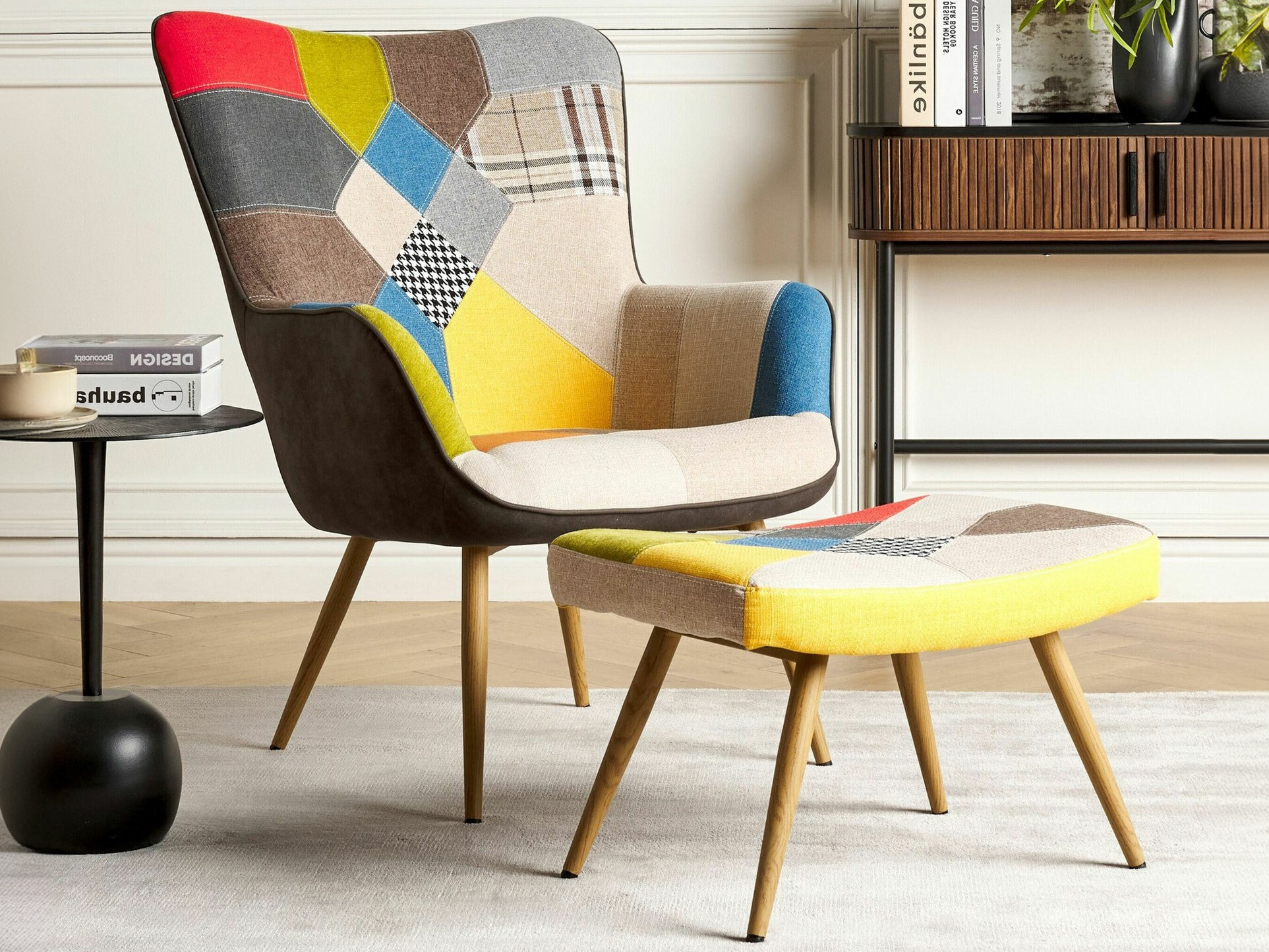 Fotelj Berwyn 2048 (Črna + Modra + Rumena)