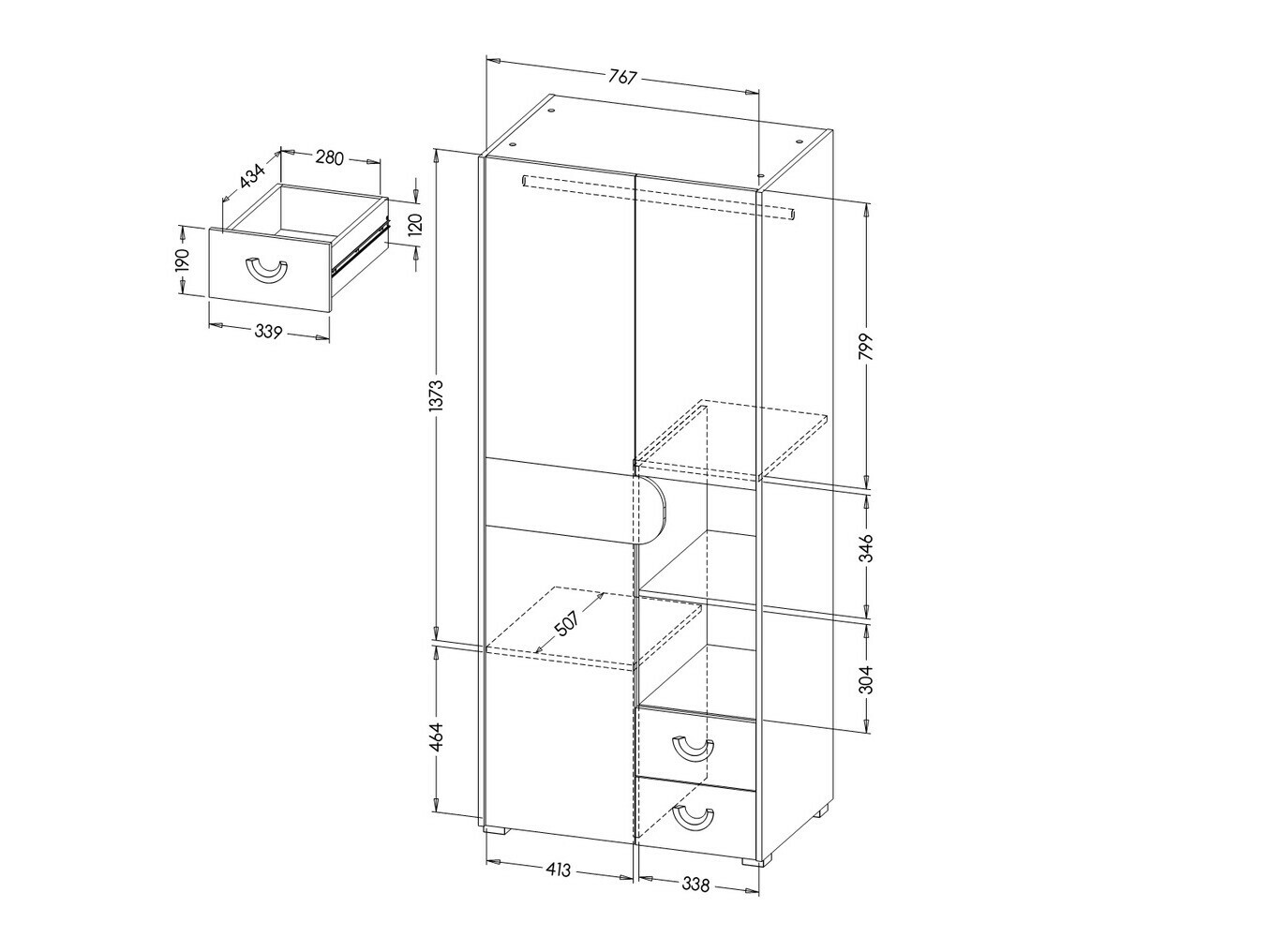 Garderobna omara Lomteo 100