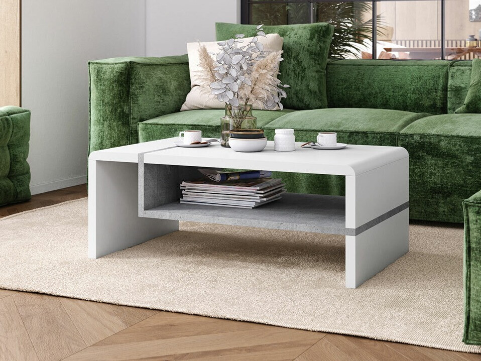 Klubska mizica Glendale 102 (Bela + Beton)