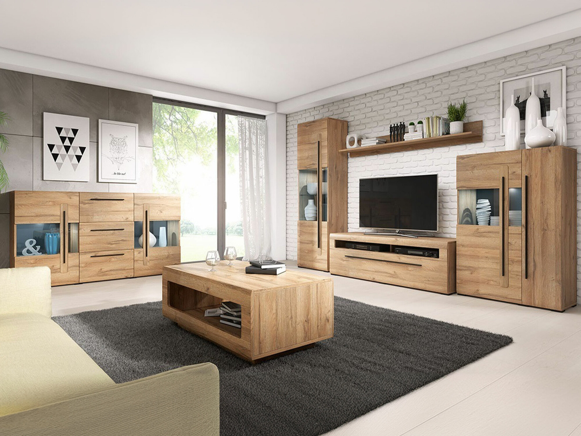 Komplet za dnevno sobo Ophsalu 112 (Hrast Grandson)