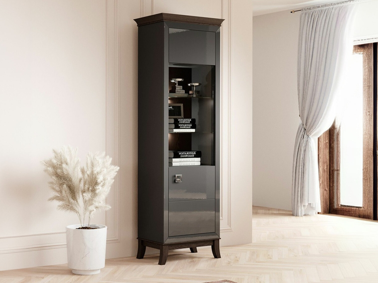 Regal Austin BA105 (Gloss antracit + Temen hrast)