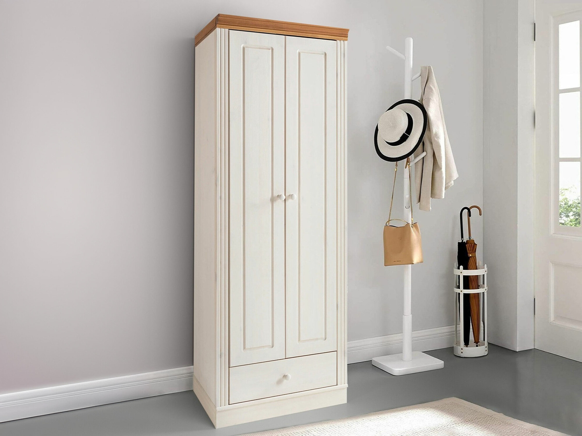 Garderobna omara Saltoro 137 (Bela + Medeni hrast)