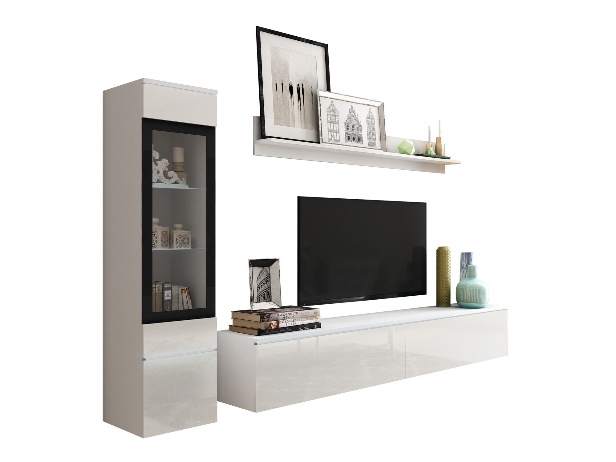 Komplet za dnevno sobo Sarasota 125 (Bela + Sijaj bela)