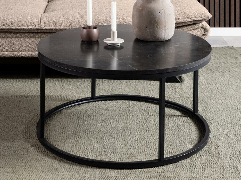 Klubska mizica Norsica 692 (Črna + Črni marmor)