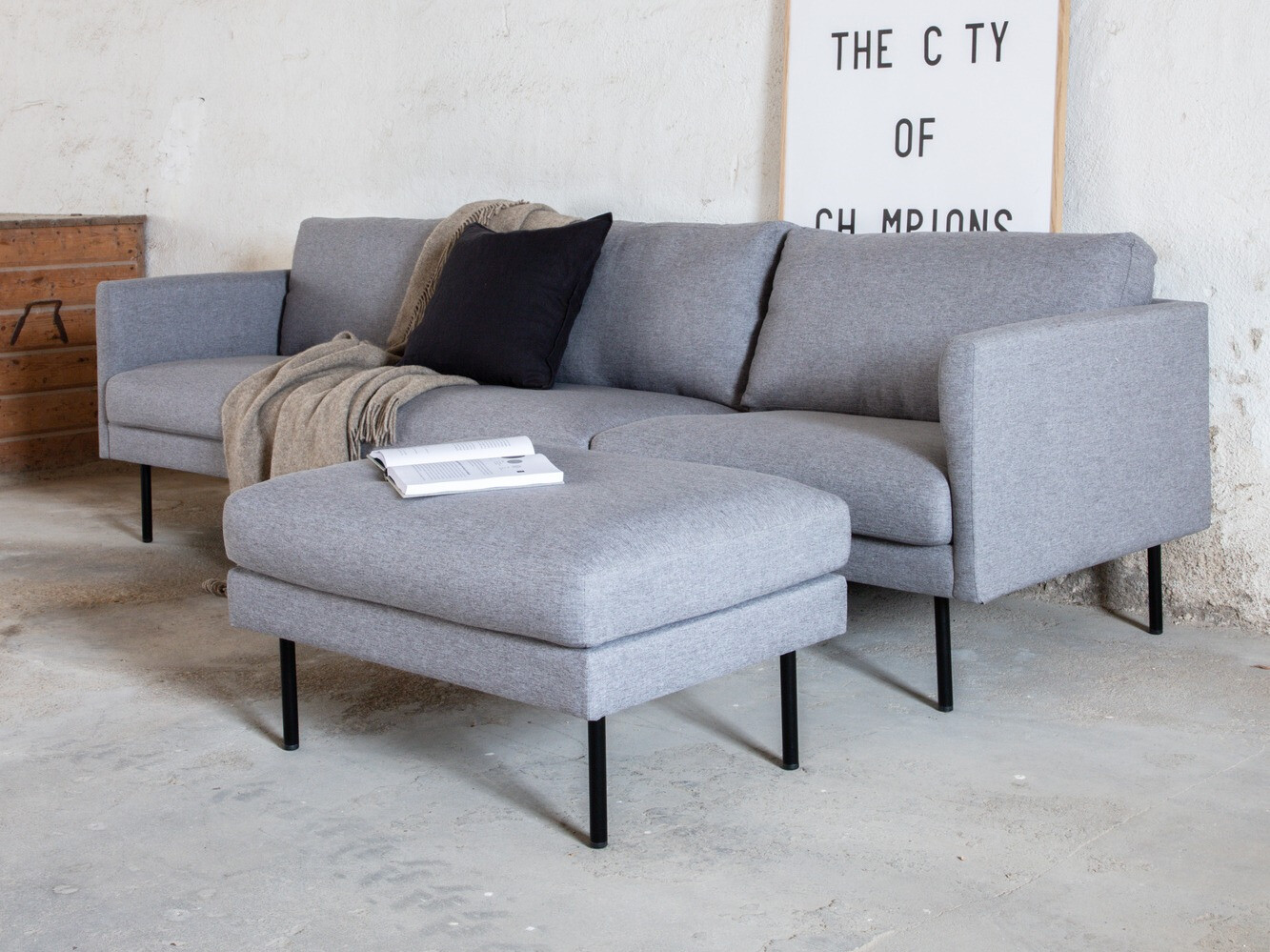 Komplet oblazinjenega pohištva Fercame 105 (Črna + Siva)