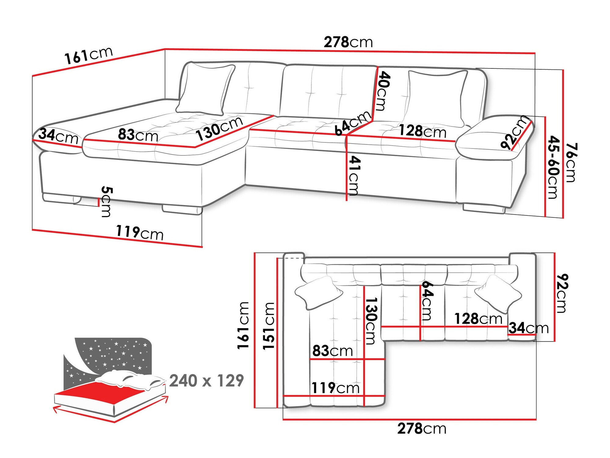 Kotna garnitura Comfivo Sanitas II (Tracy 211.01)