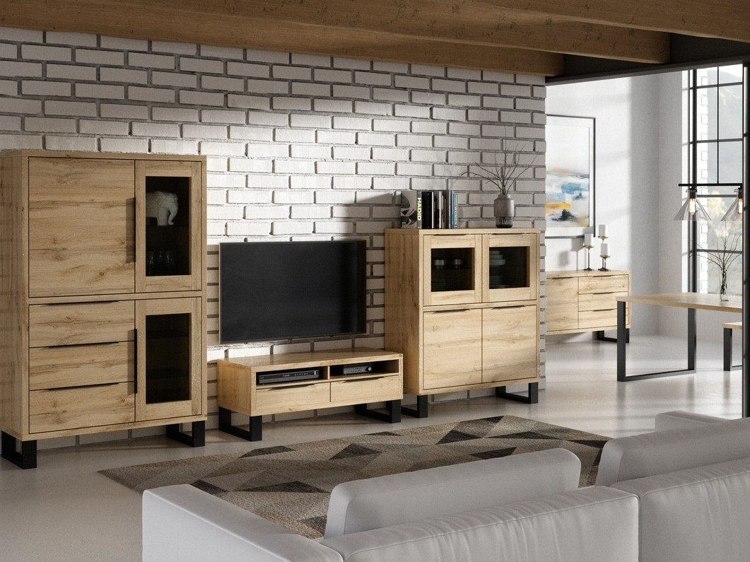 Regal Avicavu 104 (Wotan hrast + Črna)